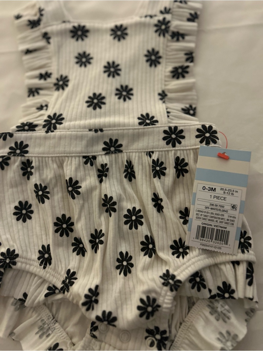 Cat & Jack White and Black Floral Diaper Cover Romper